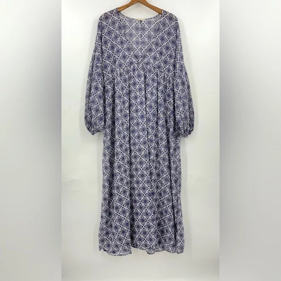 Boden US 14 Sarah Kaftan Dress Blue 0298 Ribbon maxi Paisley Whirl long sleeve - Picture 2 of 12